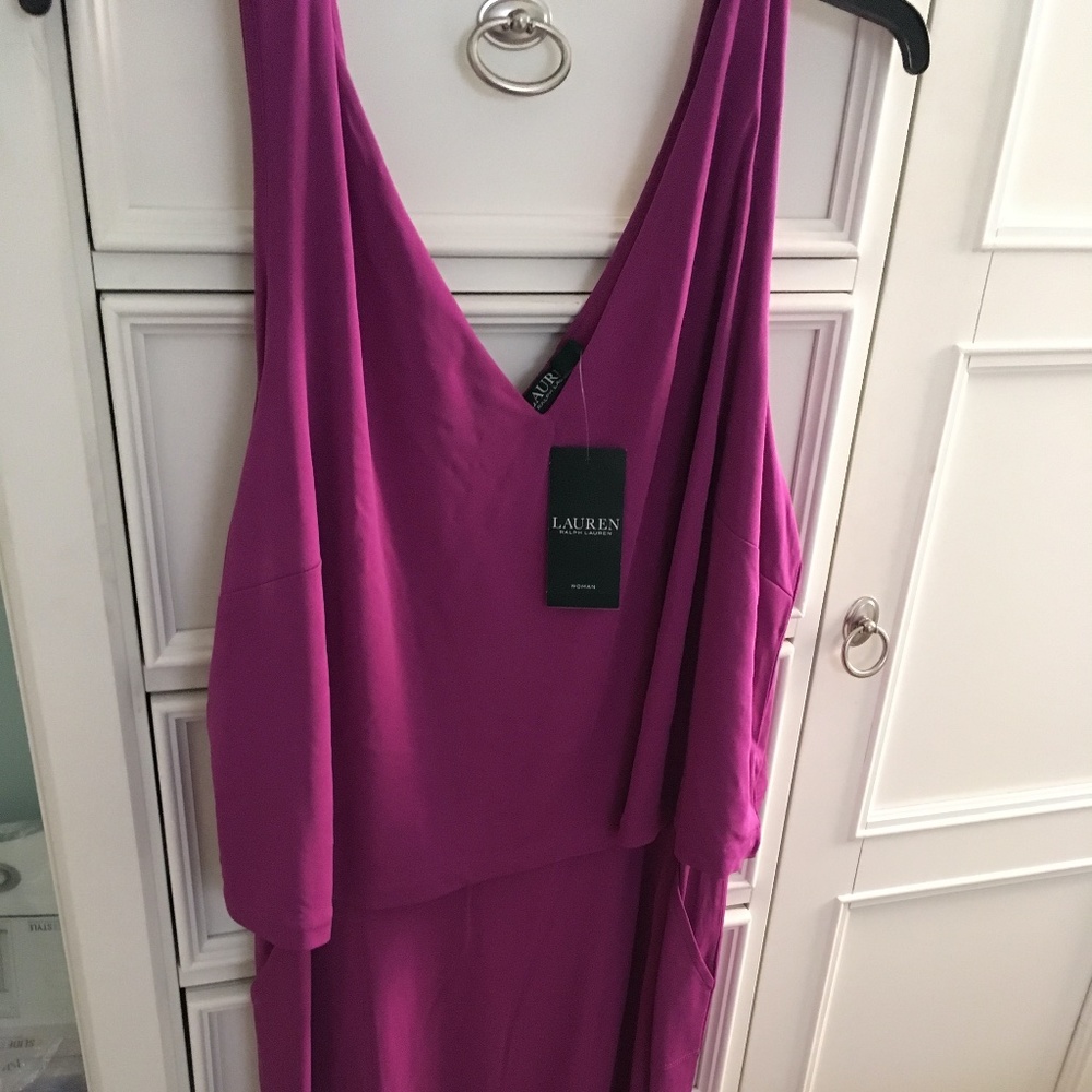 LAUREN RALPH LAUREN Dress NWT Purple Sleeveless Layered w/ Pockets Plus Size 3X - Picture 7 of 16